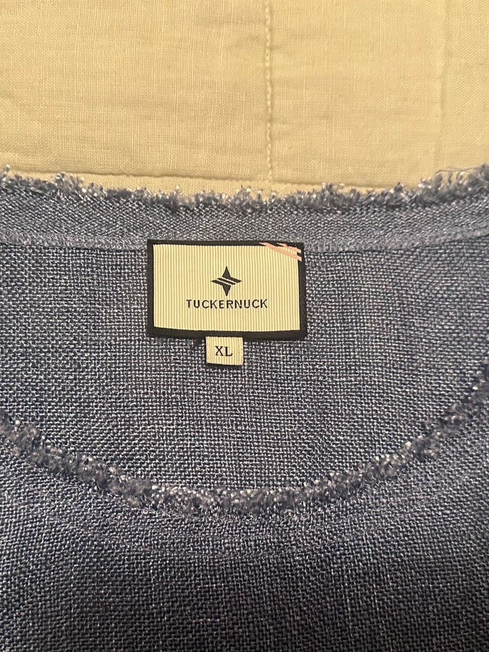 Tuckernuck Blue Linen Blend Raw Hem Tunic Dress. Womens size XL - Picture 2 of 12